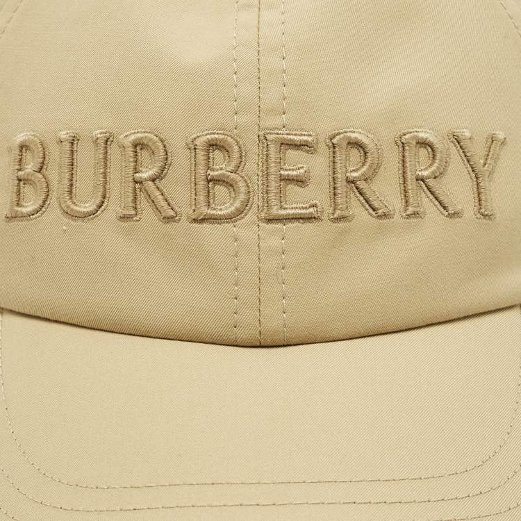 Pre Owned Burberry Beige Logo Embroidered Cotton Baseball Cap M
