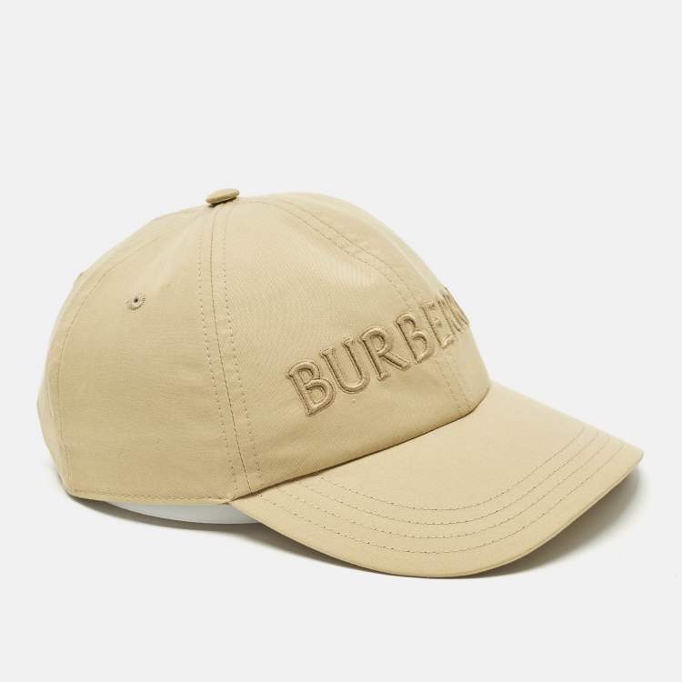 Pre Owned Burberry Beige Logo Embroidered Cotton Baseball Cap M