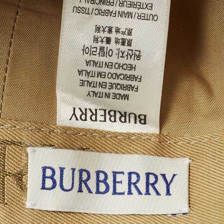 Pre Owned Burberry Beige Logo Embroidered Cotton Baseball Cap M