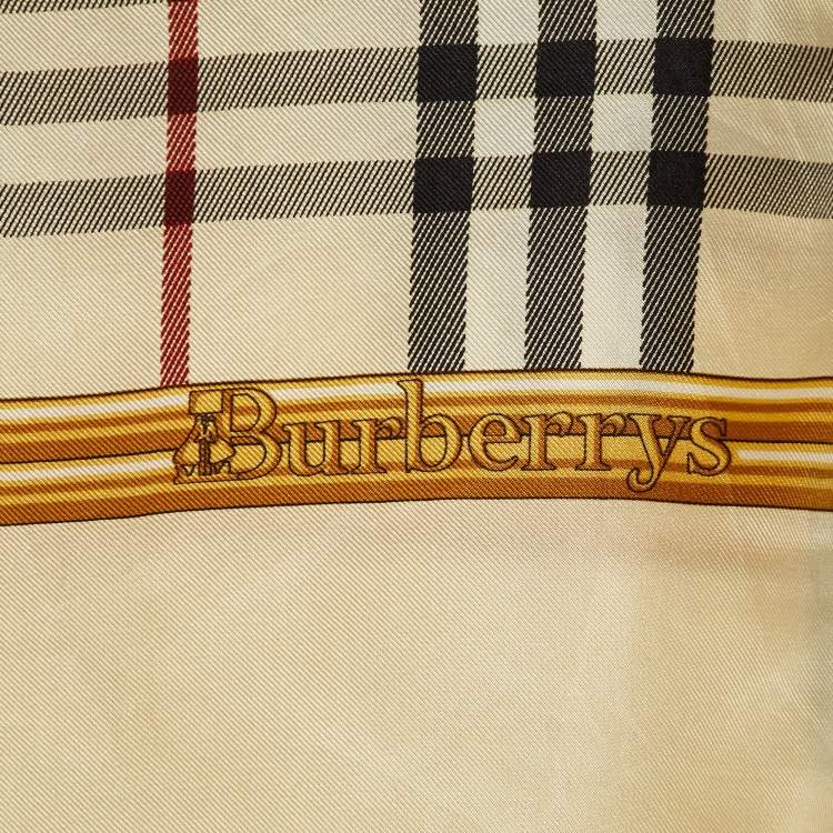 مملوكة مسبقًا Burberry Beige Vintage Check Silk Fringed Scarf