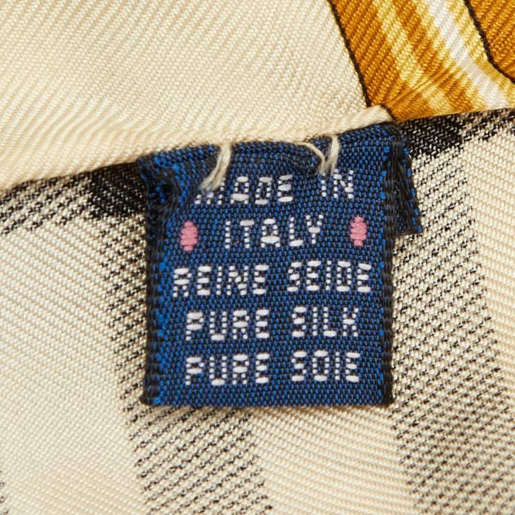 مملوكة مسبقًا Burberry Beige Vintage Check Silk Fringed Scarf