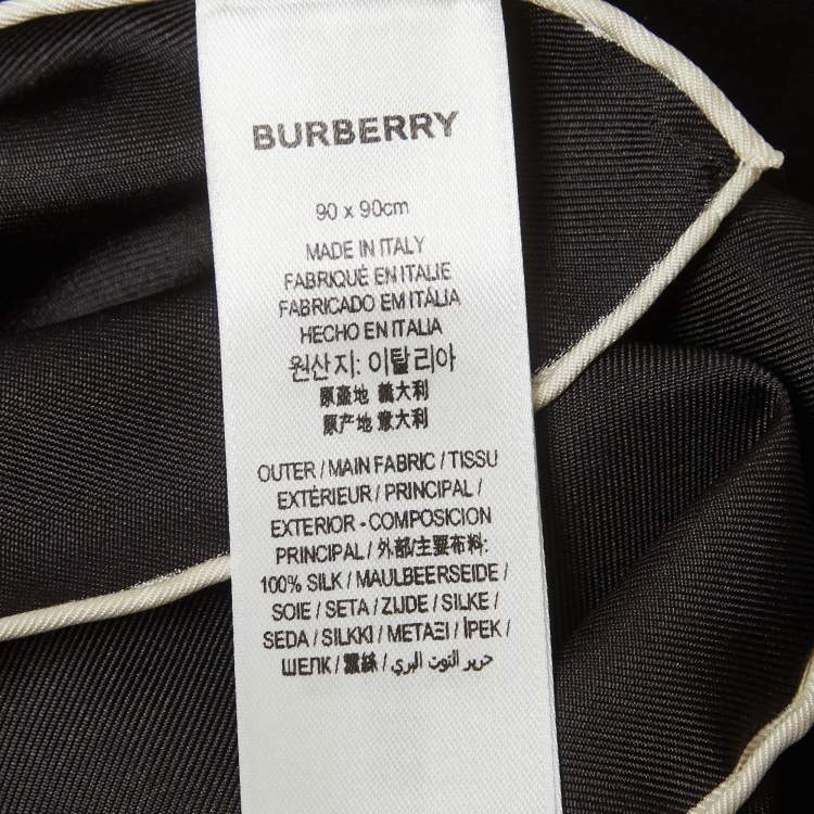 Pre Owned Burberry Black Horseferry inverse Printed Silk Square Scarf