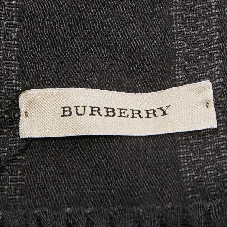 Pre Owned Burberry Grey Wool Fringed Stole