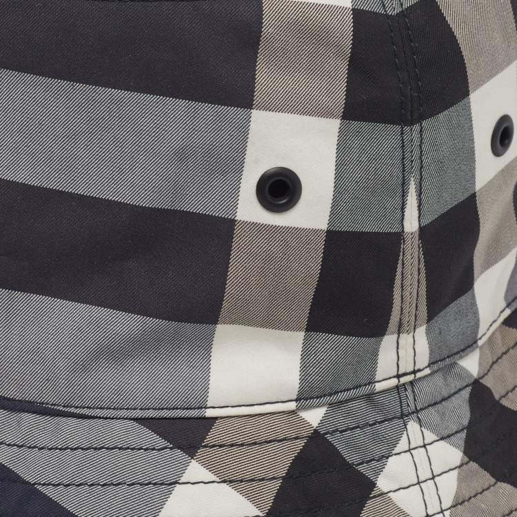 Pre Owned Burberry Blue Cotton Checked Bucket Hat L