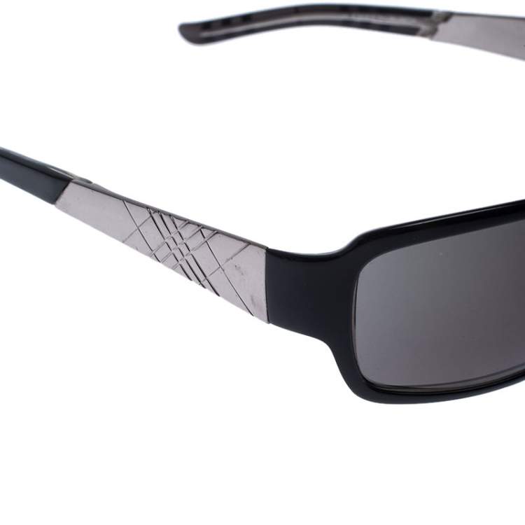 Pre Owned Burberry Black/Grey 8436/S Rectangle Sunglasses 