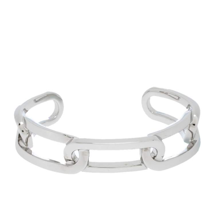 Burberry Chain Link Motif Palladium Plated Open Cuff Bracelet L Burberry |  TLC