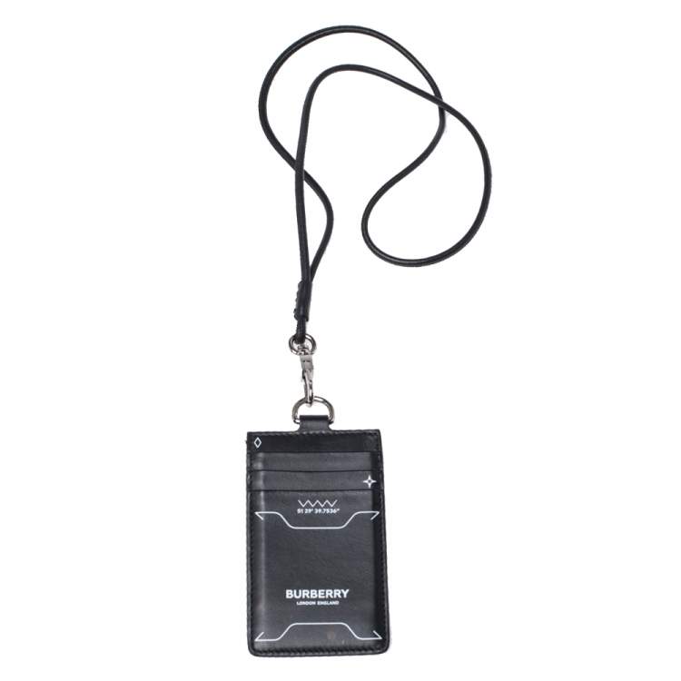 Pre Owned Burberry Black Leather ID Card Holder