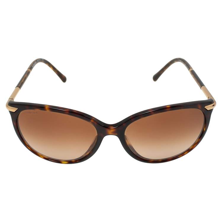 Pre Owned Burberry Brown Havana/ Brown Gradient B4186 Cat Eye Sunglasses