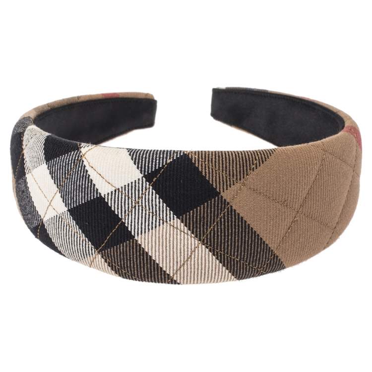 Pre Owned Burberry Brown House Check Canvas Quilted Headband 