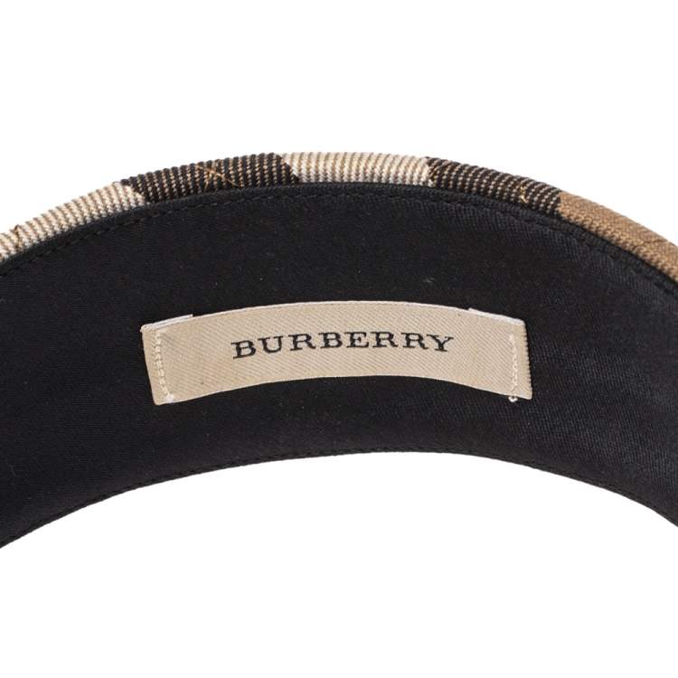 Pre Owned Burberry Brown House Check Canvas Quilted Headband 