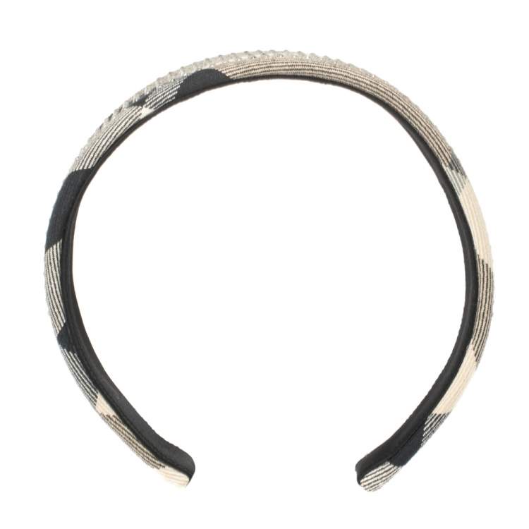 Pre Owned Burberry Beige Studded Novacheck Hair Band