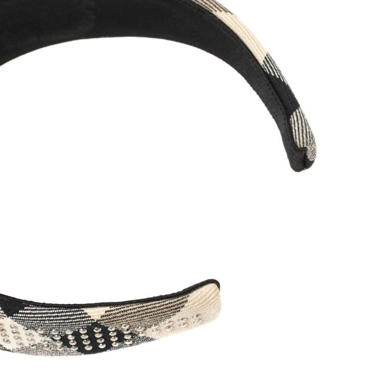 Pre Owned Burberry Beige Studded Novacheck Hair Band