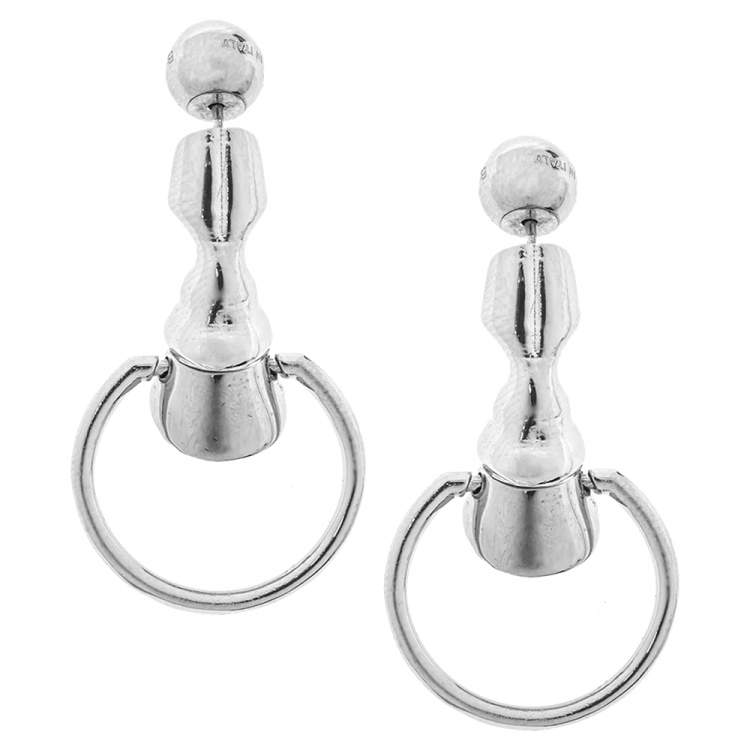 Pre Owned Burberry Palladium Plated Hoof Hoop Earrings