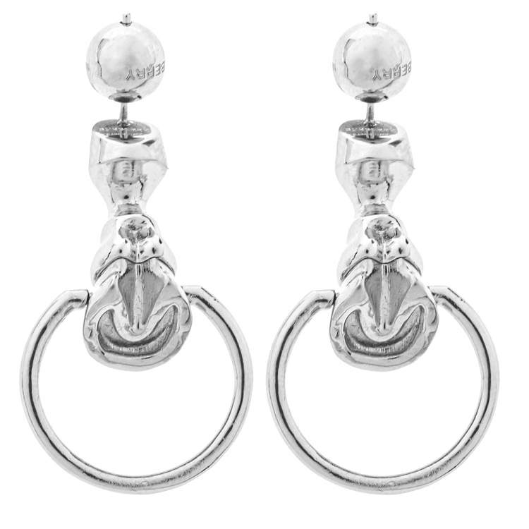 Pre Owned Burberry Palladium Plated Hoof Hoop Earrings
