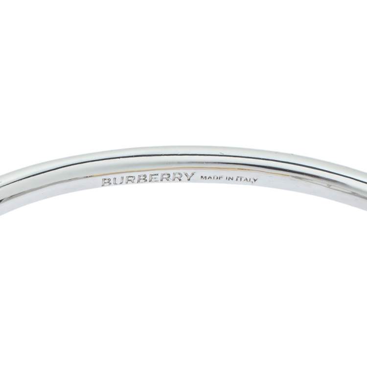 Pre Owned Burberry Two Tone Plated Hoof & Hoop Bangle Bracelet L