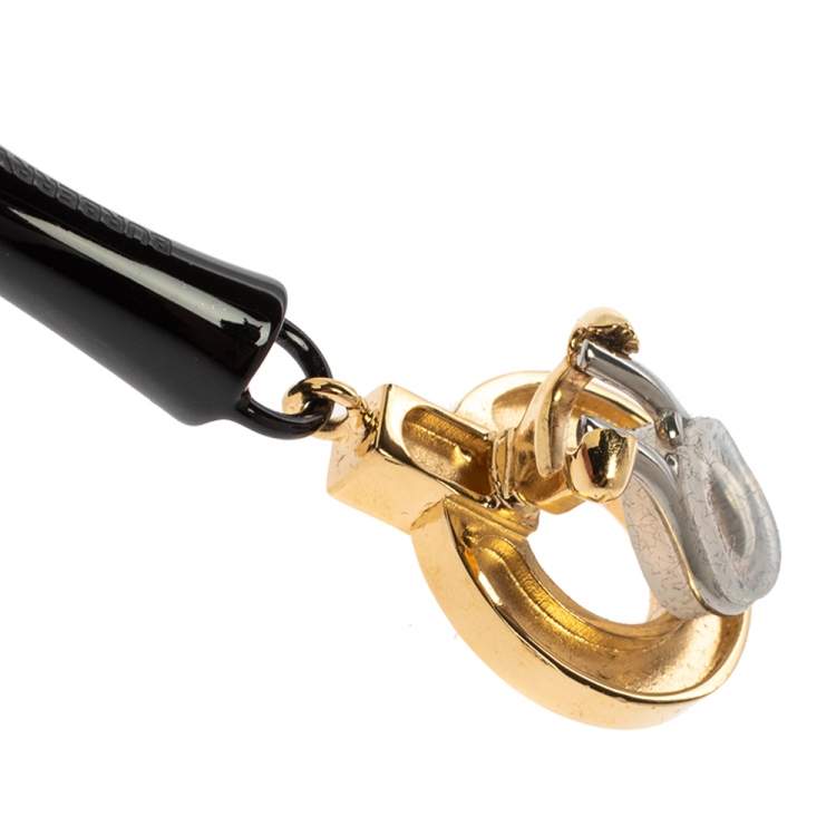 Pre Owned Burberry Light Gold Plated Black Hoof Drop Clip On Earrings