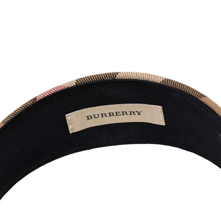 Pre Owned Burberry Brown Novacheck Crystal Embedded Headband