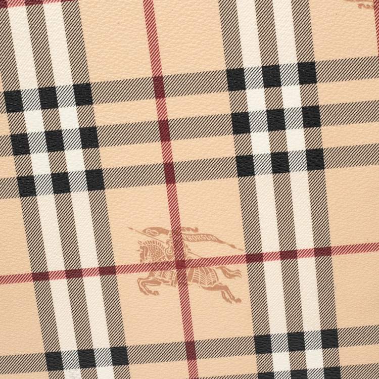 Pre Owned Burberry Beige/Brown Haymarket Check PVC and Leather Zip Around iPad Case