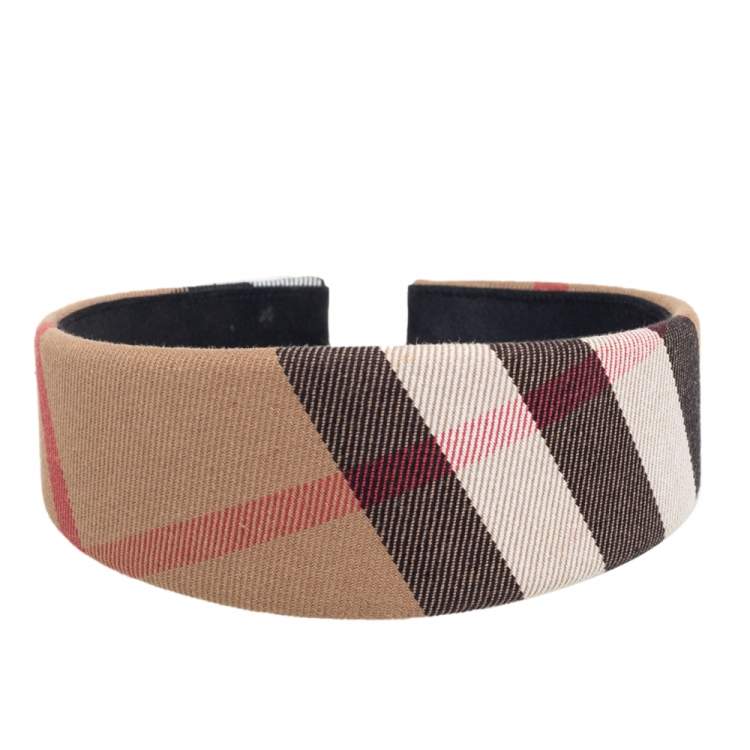 Pre Owned Burberry Beige Novacheck Canvas Headband