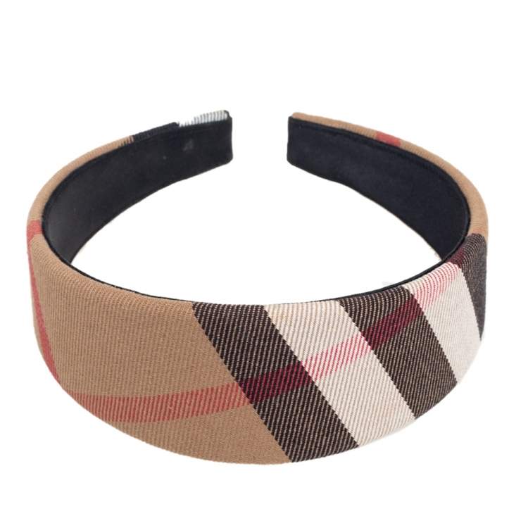 Pre Owned Burberry Beige Novacheck Canvas Headband
