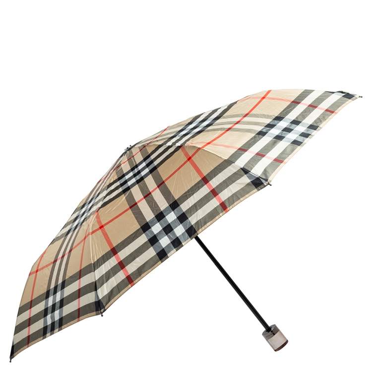 Burberry Beige Vintage Check Nylon Folding Umbrella Burberry TLC