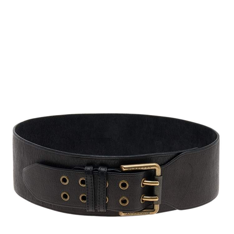 Luxury belt - Burberry thick black leather belt with logo