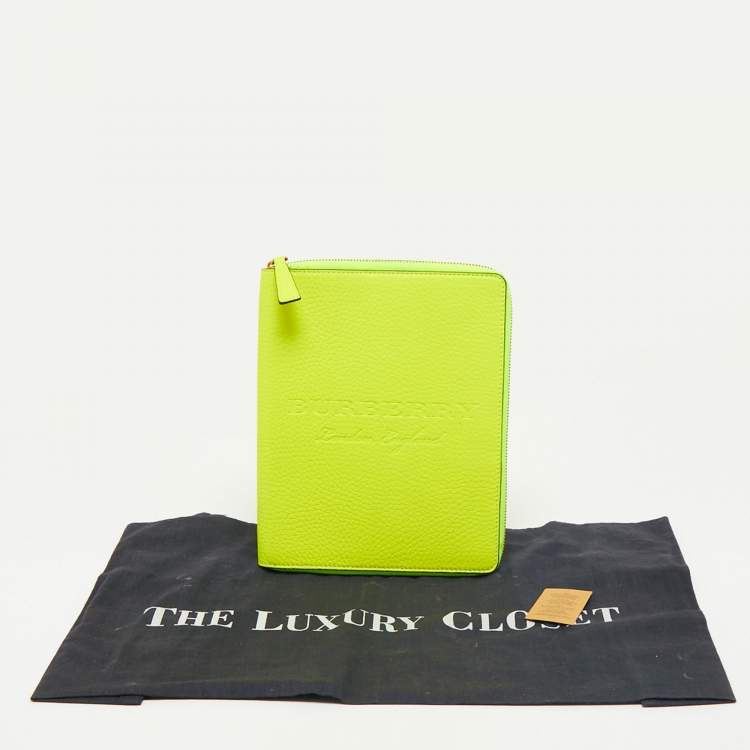 Pre Owned غطاء أجندة بربري A6 نوت بوك جلد أخضر نيون