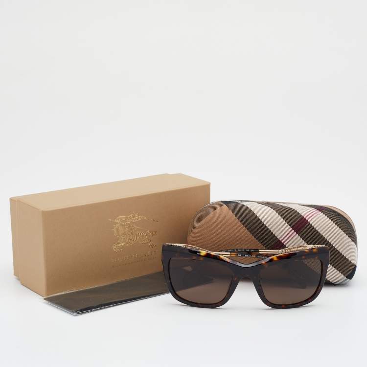 Pre Owned Burberry Dark Havana/Brown B4027 Rectangle Sunglasses