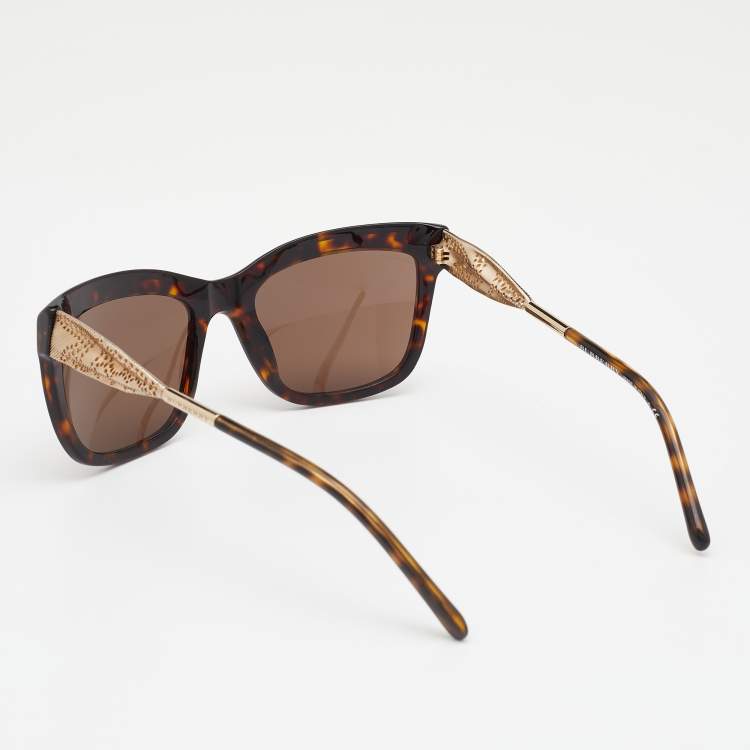 Pre Owned Burberry Dark Havana/Brown B4027 Rectangle Sunglasses