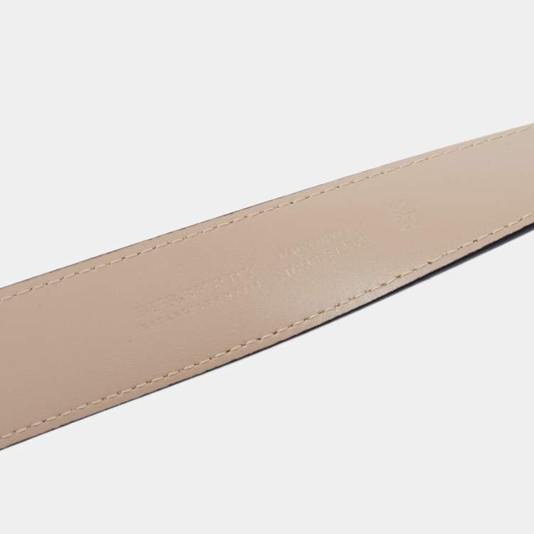 Pre Owned Burberry Beige/Black Nova Check Heart Coated Canvas and Patent Leather Buckle Belt 80 CM