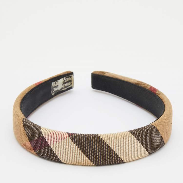 Pre Owned Burberry Beige Giant Check Narrow Headband