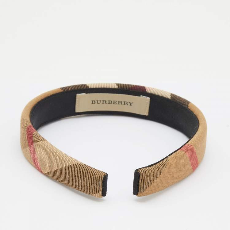 Pre Owned Burberry Beige Giant Check Narrow Headband