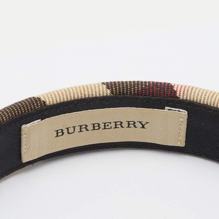 Pre Owned Burberry Beige Giant Check Narrow Headband