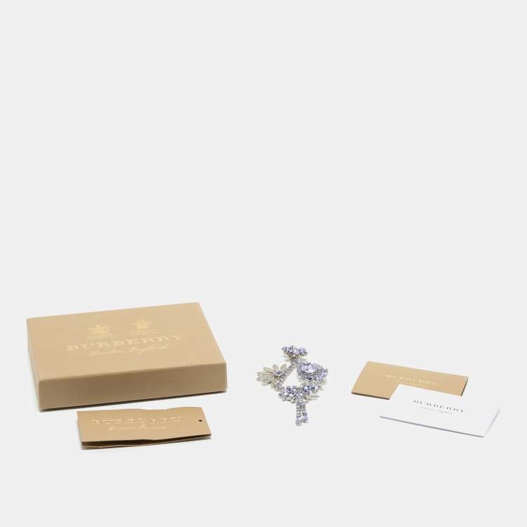 Pre Owned Burberry Lavender Crystal Daisy Drop Single Clip-On Earring