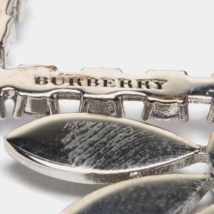 Pre Owned Burberry Lavender Crystal Daisy Drop Single Clip-On Earring
