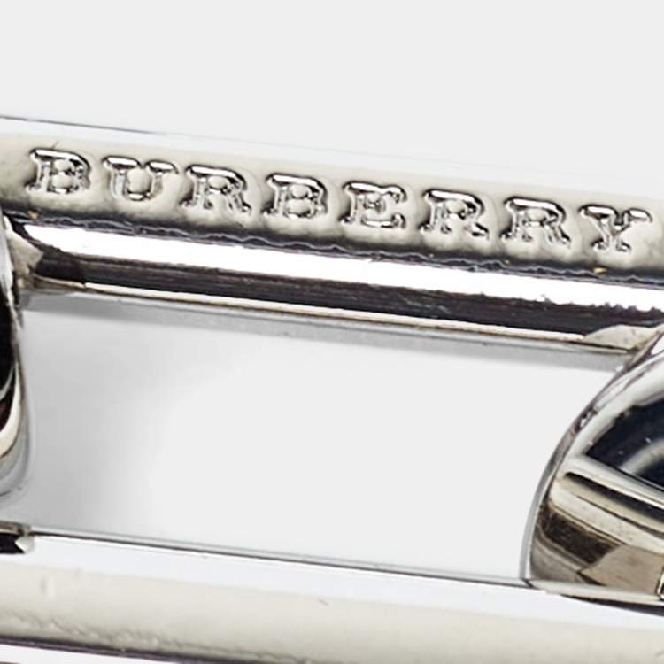 Pre Owned Burberry Palladium Plated Chain Link Glass Ball Charm Bracelet