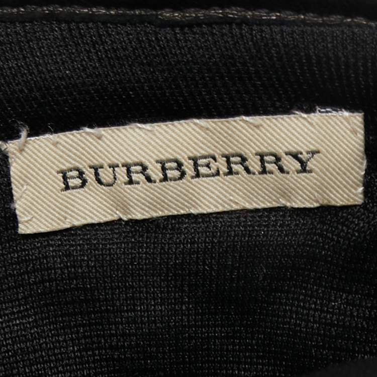 Pre Owned Burberry Black Quilted Glossy Leather Buckle Gloves 