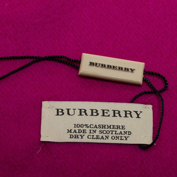 Pre Owned Burberry Purple Logo Embroidered Cashmere Stole