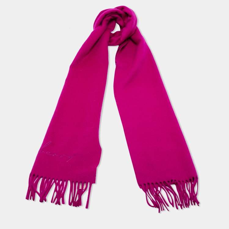 Pre Owned Burberry Purple Logo Embroidered Cashmere Stole