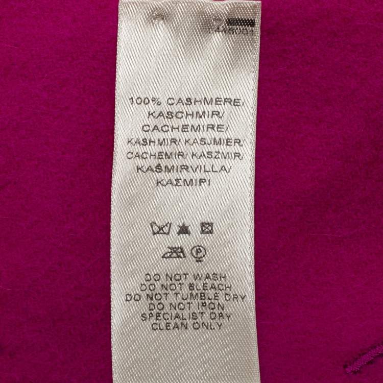 Pre Owned Burberry Purple Logo Embroidered Cashmere Stole