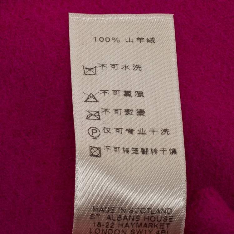Pre Owned Burberry Purple Logo Embroidered Cashmere Stole
