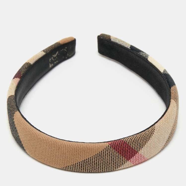 Pre Owned Burberry Beige Nova Check Canvas Narrow Headband