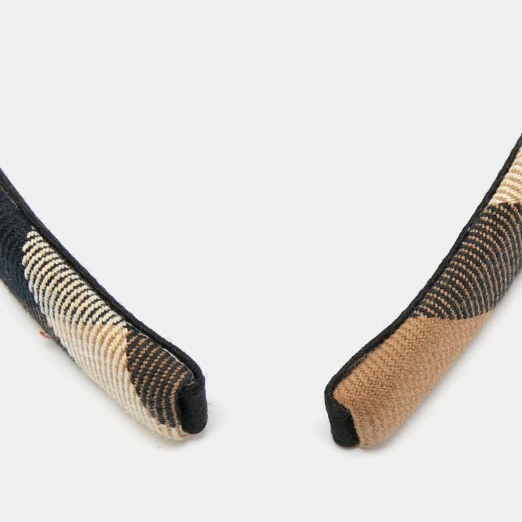 Pre Owned Burberry Beige Nova Check Canvas Narrow Headband