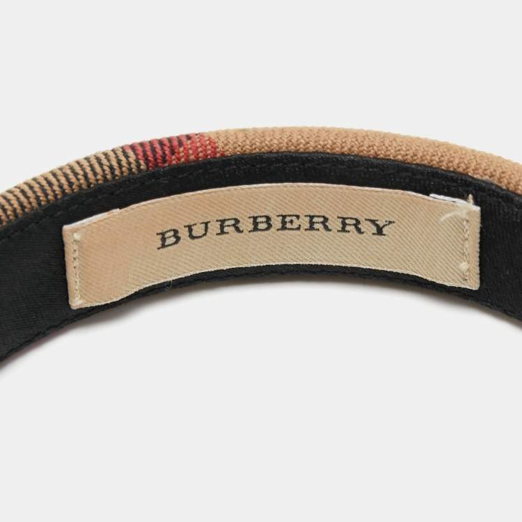 Pre Owned Burberry Beige Nova Check Canvas Narrow Headband