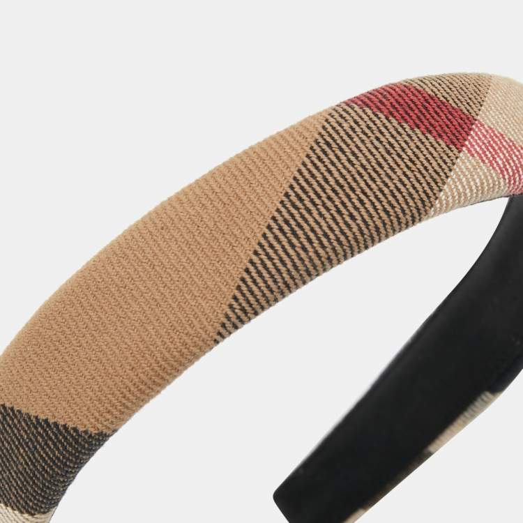 Pre Owned Burberry Beige Nova Check Canvas Narrow Headband