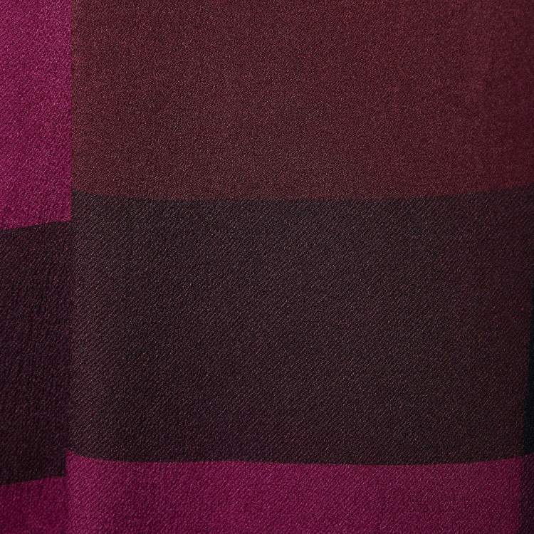 Pre Owned Burberry Purple Checkered Silk Scarf