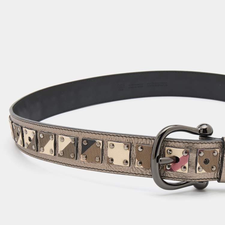 Pre Owned Burberry Multicolor Leather and Nova Check Coated Canvas Buckle Belt