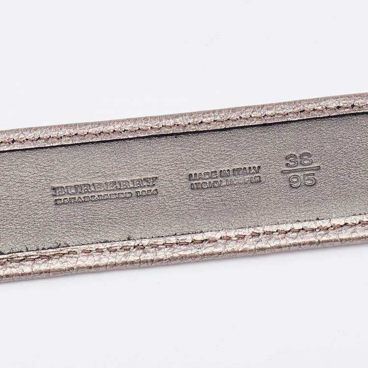 Pre Owned Burberry Multicolor Laser Cut Leather and Nova Check Coated Canvas Belt 95CM
