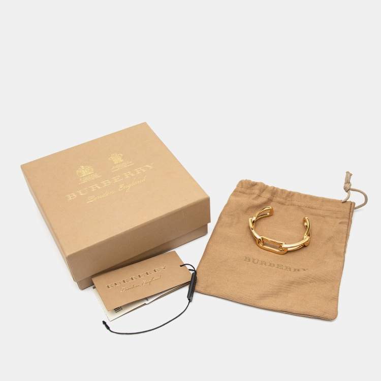 Pre Owned Burberry Gold Tone Chain Link Cuff Bracelet