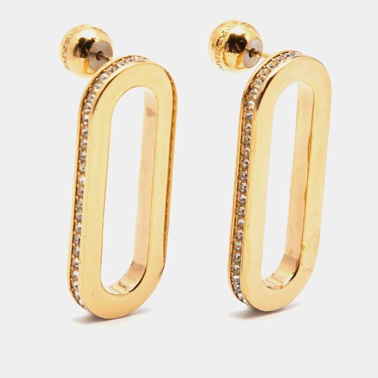 مملوكة مسبقًا Burberry Chain Link Crystals Gold Tone Earrings